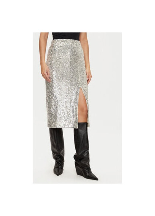 Fusta dama, Morgan, 304485732, Poliester, Argintiu, Argintiu