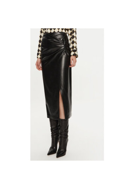 Дамска пола, Simona Corsellini, 304362316, Екокожа, Черна, Черен