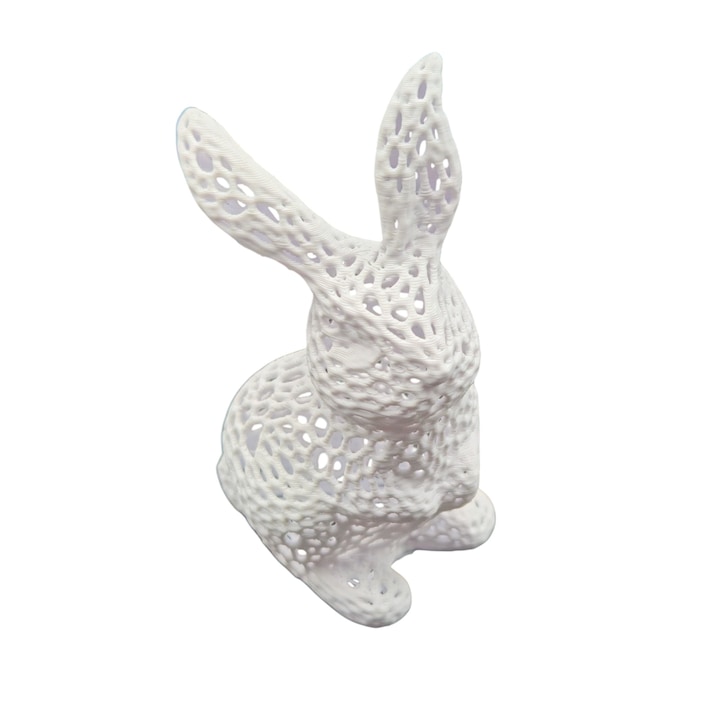 Figurină decorativă iepure alb mat, geometric 3D, 15x20cm