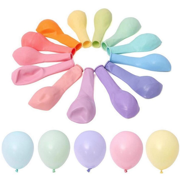 Pasztell ovális léggömb 25cm, többszínű, latex