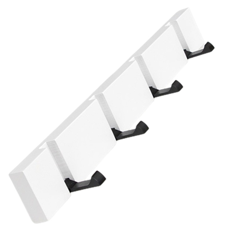 Umeras pentru economisirea spatiului, suport pentru haine din lemn montat pe perete pentru dormitor de la intrare, design modern plutitor de perete, instalare usoara, carlige retractabile, placa din bambus natural