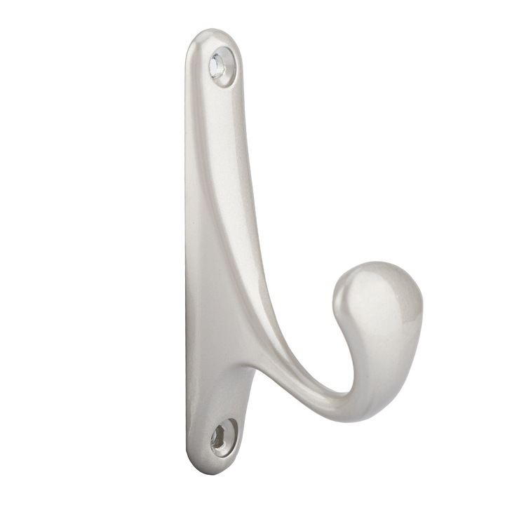 Modern fém falra szerelhető fogas, matt nikkel színű, méretei 8.5x4.5x2.1cm