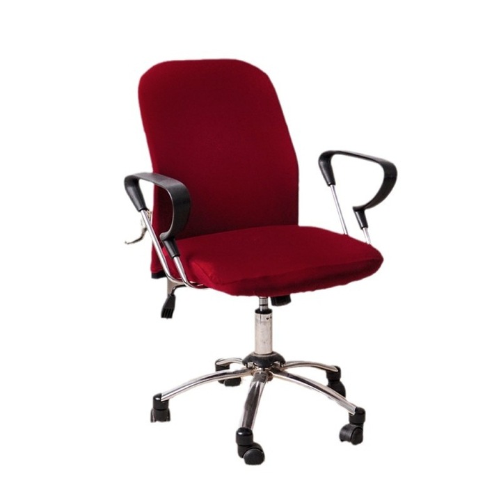 Husa universala extensibila pentru scaune, AMRINUGL, spandex, usor de instalat, rosu vin, set de 2 bucati