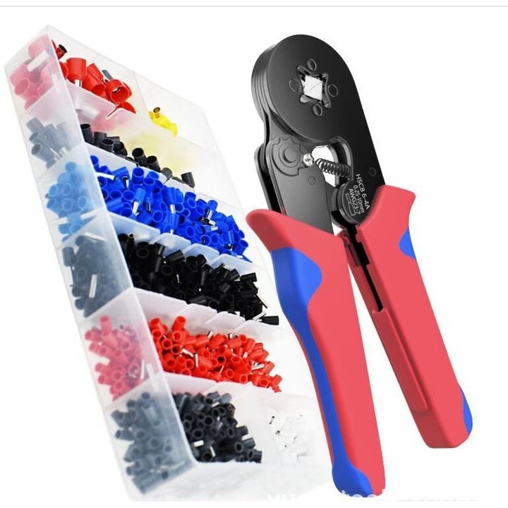 Комплект кримпващи клещи с 1200 конектора, 0.25-10 мм, ергономичен дизайн, многоцветни