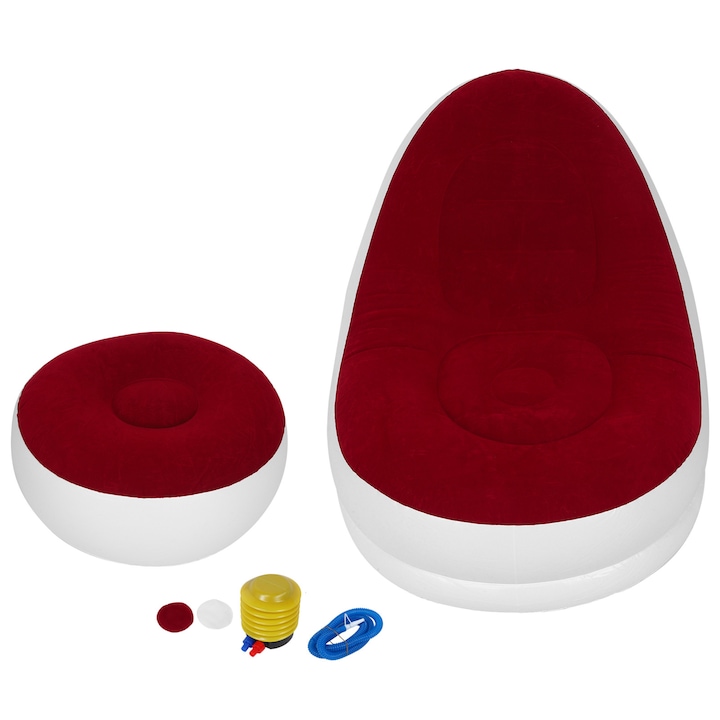 Levegővel töltött fotel, piros, 116x98x83cm, szett ülőkével 62x62x31cm