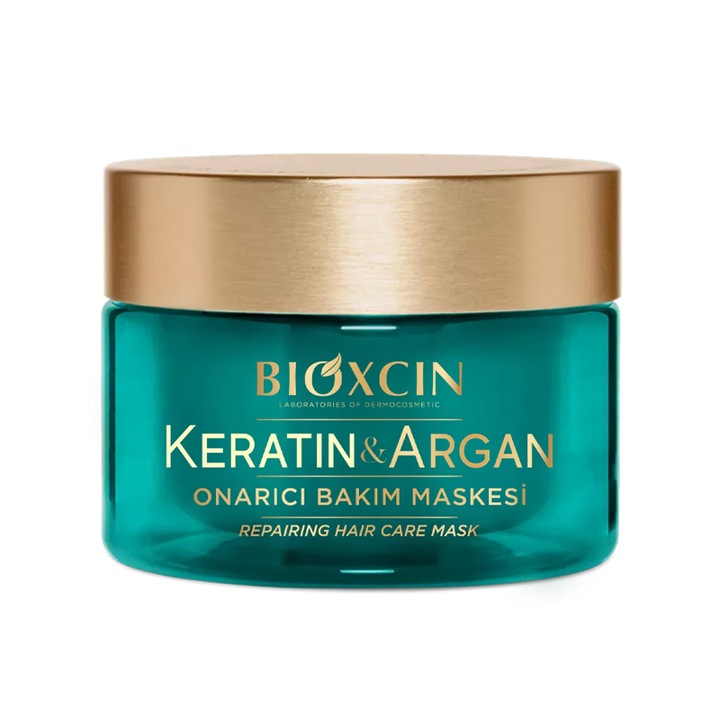 Маска за коса Bioxcin с кератин и арган, за блестяща и хидратирана коса, 225 мл