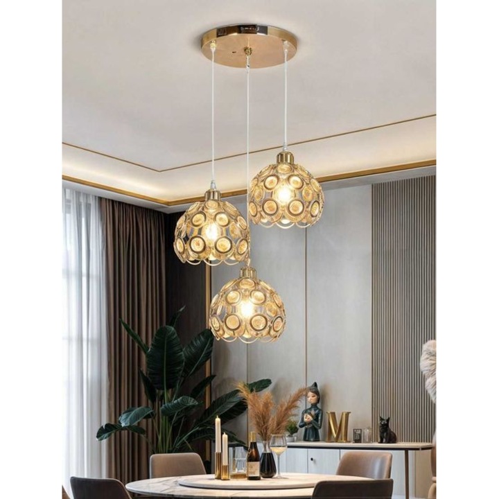 Greenlustr Candelabru HQ-NYDDY3J, Candelabru din otel si cristal, auriu