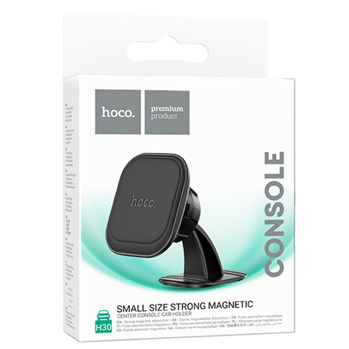 Hoco autós tartó (H30), mágneses, műszerfalra szerelhető, többszögű, miniméret, fekete