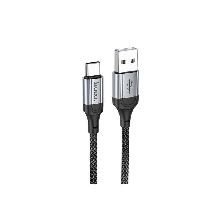Cablu Date si Incarcare Hoco (X102), USB-A la USB-C, 3A, Braided, 1m, Black
