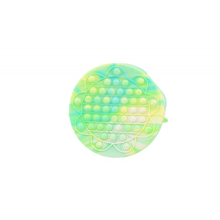 Jucarie antistres din silicon, Cyrax, Pop It Now and Flip It, Geanta, Floarea Soarelui, Verde