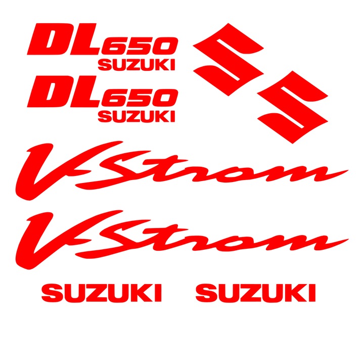 Set 8 stickere suzuki dl 650 v strom, 22cm x 22cm, rosu