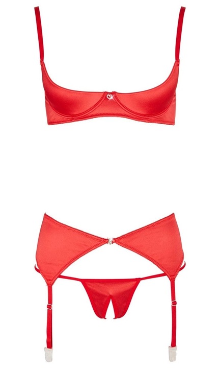 Szexi fehérnemű szett, Cottelli, piros, rugalmas anyagból, L INTL