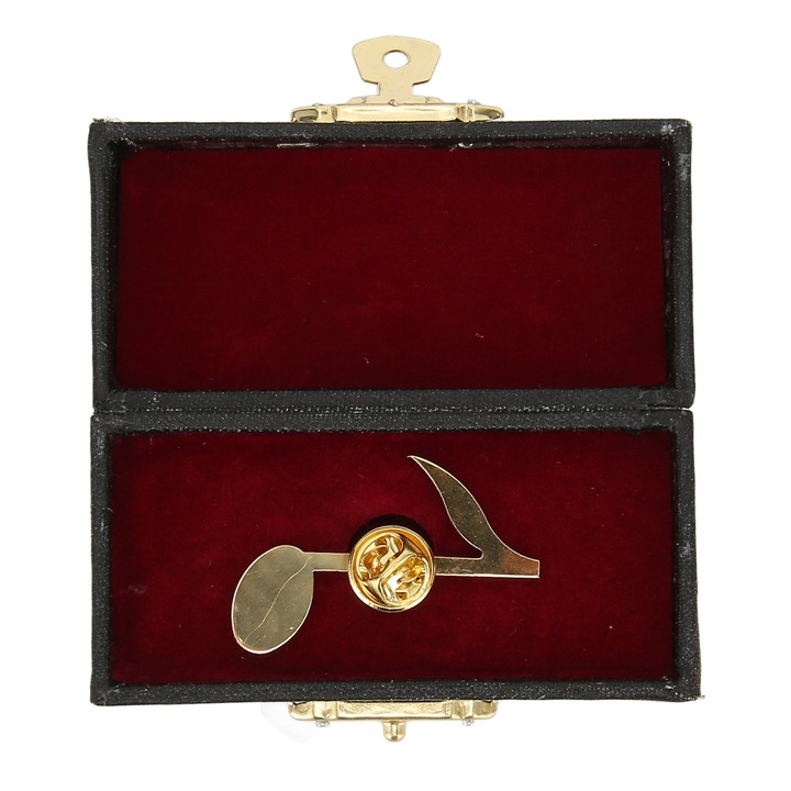 Brosa Nota Muzicala Fokelyi, metal placat cu aur, 1.5x1 inch, cutie de depozitare inclusa