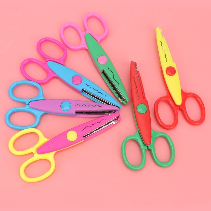 Set 6 foarfece copii, plastic, diverse culori, 13.5cm