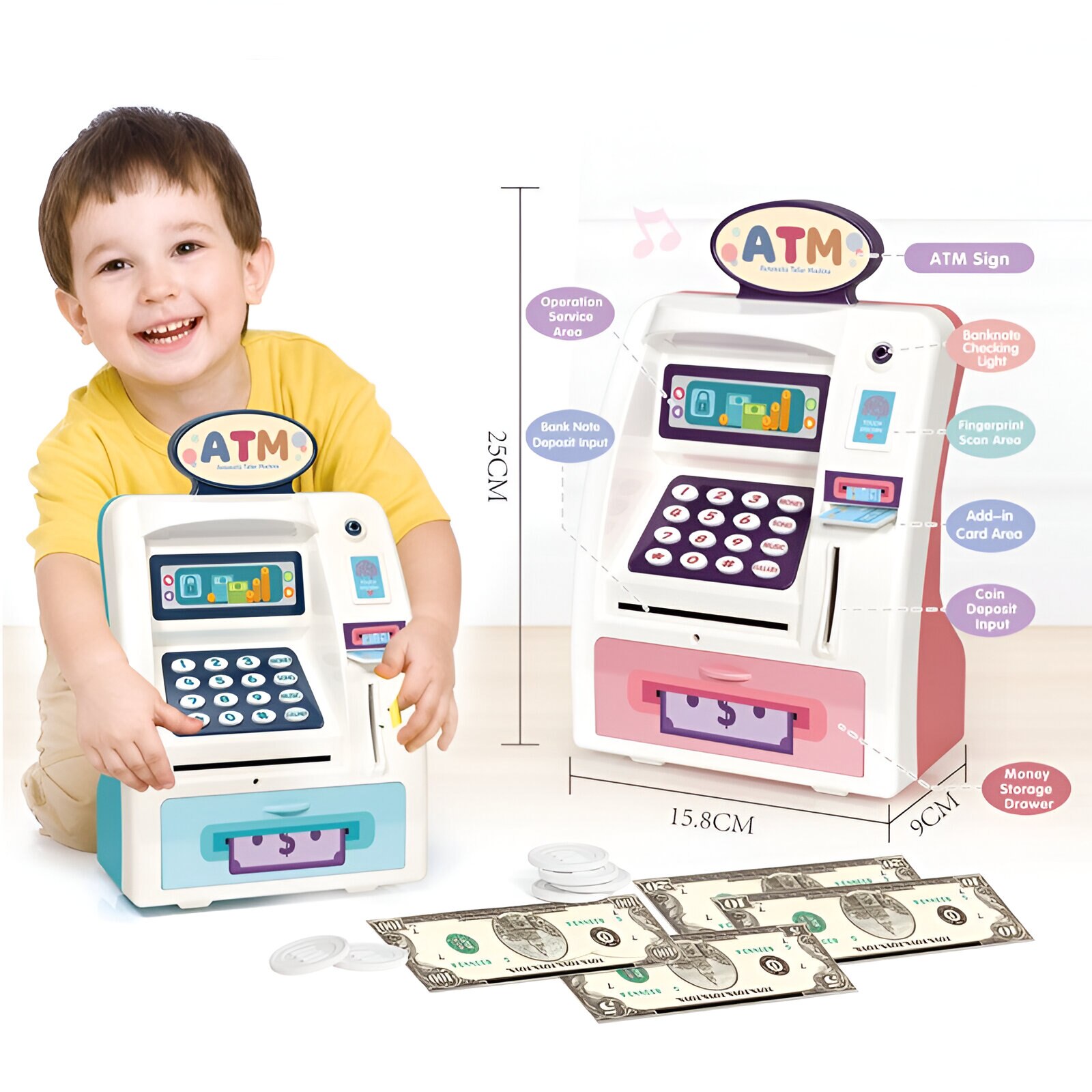 Pusculita electronica ANGMAD, model bancomat pt bacnote si monede ...