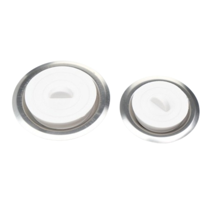 Комплект 4 цедки и тапи за мивка, Метал+ПВЦ, 7,5 см