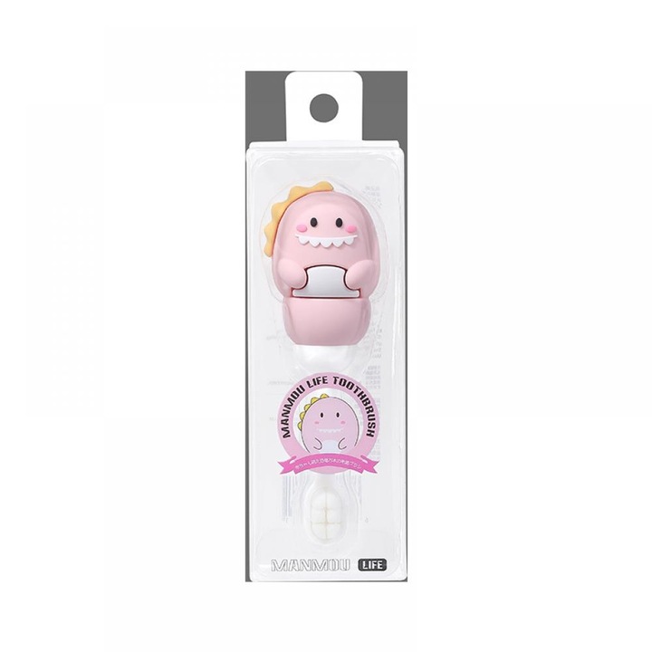 Gyerek fogkefe, dinoszaurusz mintával, puha sörtékkel, 2-6 éves korig, egyedi készlet