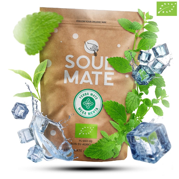 Yerba Mate Tea Bio, Soul Mate Organica Mega Menta, Kíméletes, Légszáraz, 500g