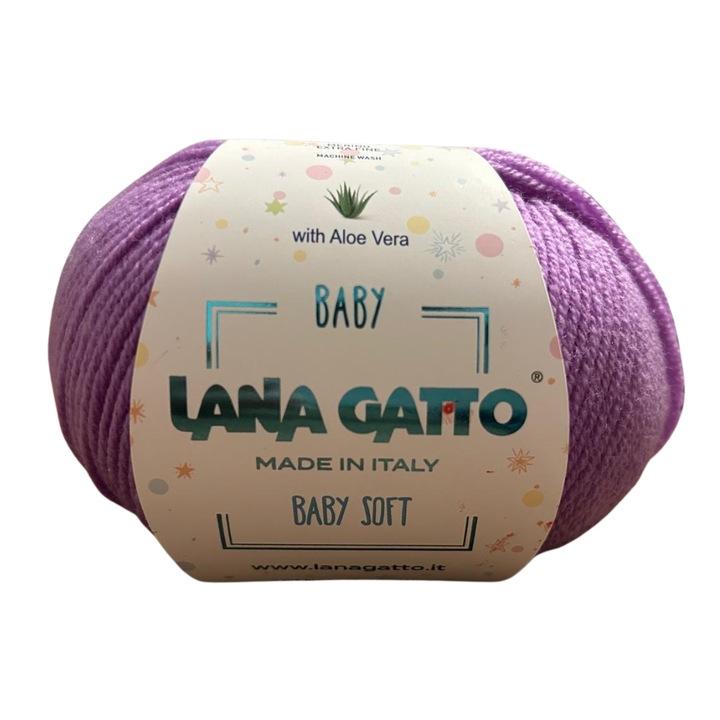 Lana Gatto Baby Soft kötőfonal, 100% extra finom merinó gyapjú, Aloe Verával, lila, 50 g – ideális babaruhákhoz és kézzel készített projektekhez