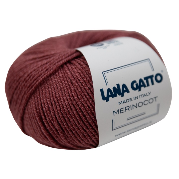 Fir de tricotat Lana Gatto Merinocot, 50g, roz prafuit, 53% lana merinos – 47% bumbac – pentru tricotaje usoare si confortabile