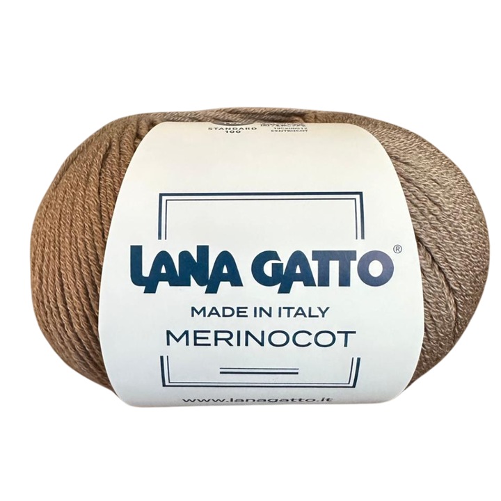 Lana Gatto Merinocot kötőfonal, 50g, barna, 53% merinó gyapjú – 47% pamut – a könnyű és kényelmes kötöttáruért