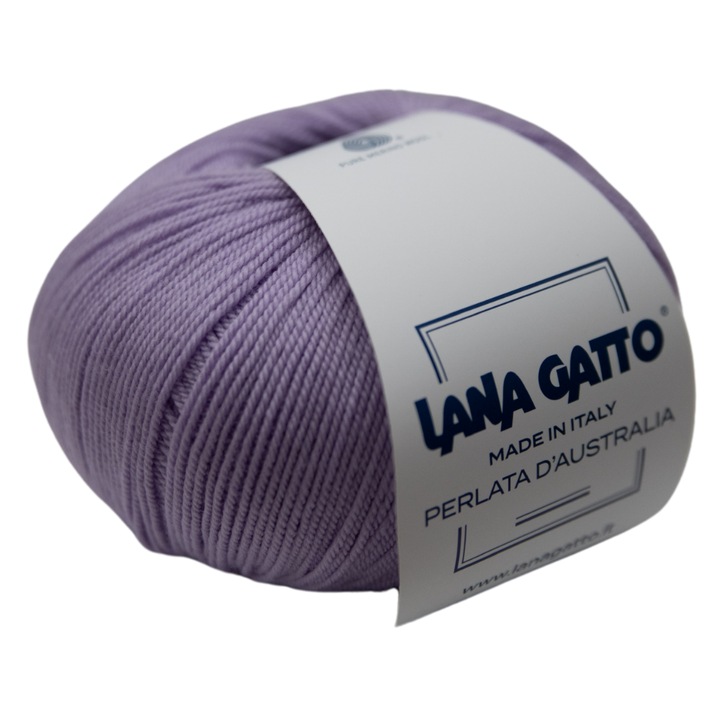 Fir tricotat Lana Gatto Perlata d'Australia, 100% lana Merinos, Super Fine, 50g, Lila