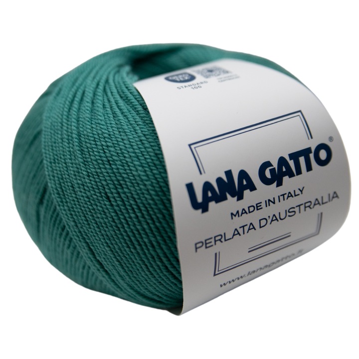 Fir tricotat Lana Gatto Perlata d'Australia, 100% lana Merinos, Super Fine, 50g, Albastru