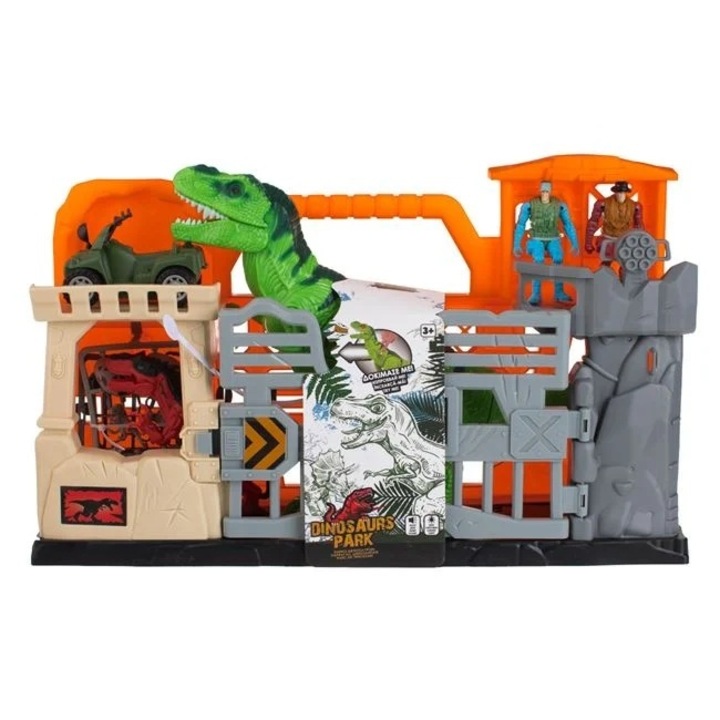 Játékkészlet, Welora, dinoszaurusz parki bőrönd, hangokkal és fényekkel, 51x13x30cm, több színű