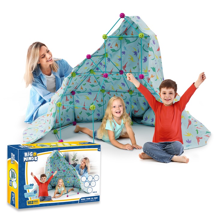 Kids Fort építőkészlet, 102 részes, beltéri és kültéri, DYI, Big Minds – XL építőkészlet