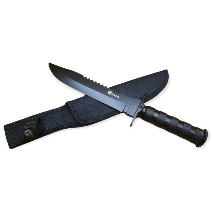 Тактически нож за оцеляване Rambo Finka Foxter, 35 см, кания, черен