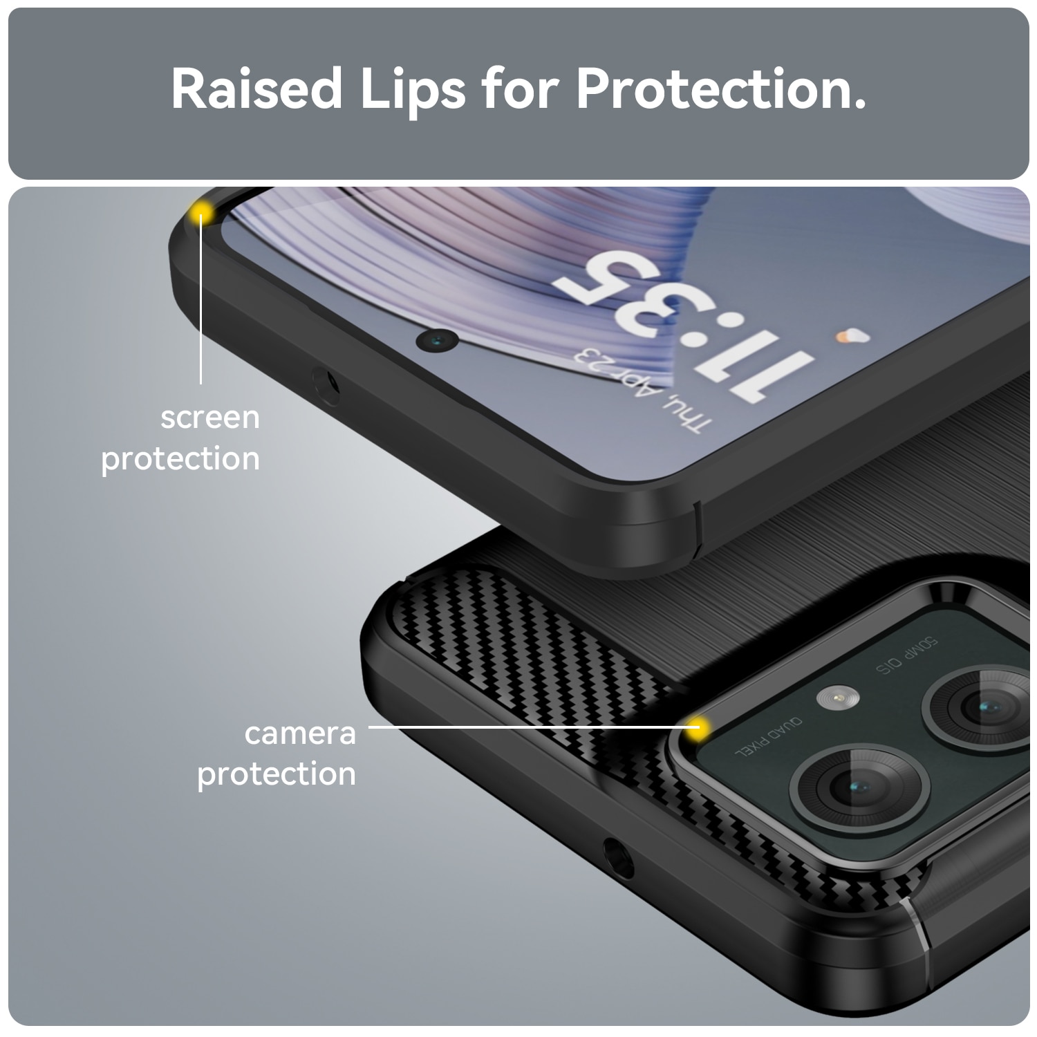 Husa telefon, pentru Motorola Moto G55 5G De inalta calitate subtire si usoara periata confortabila TPU Soft Feel, Carbon Fiber Negru