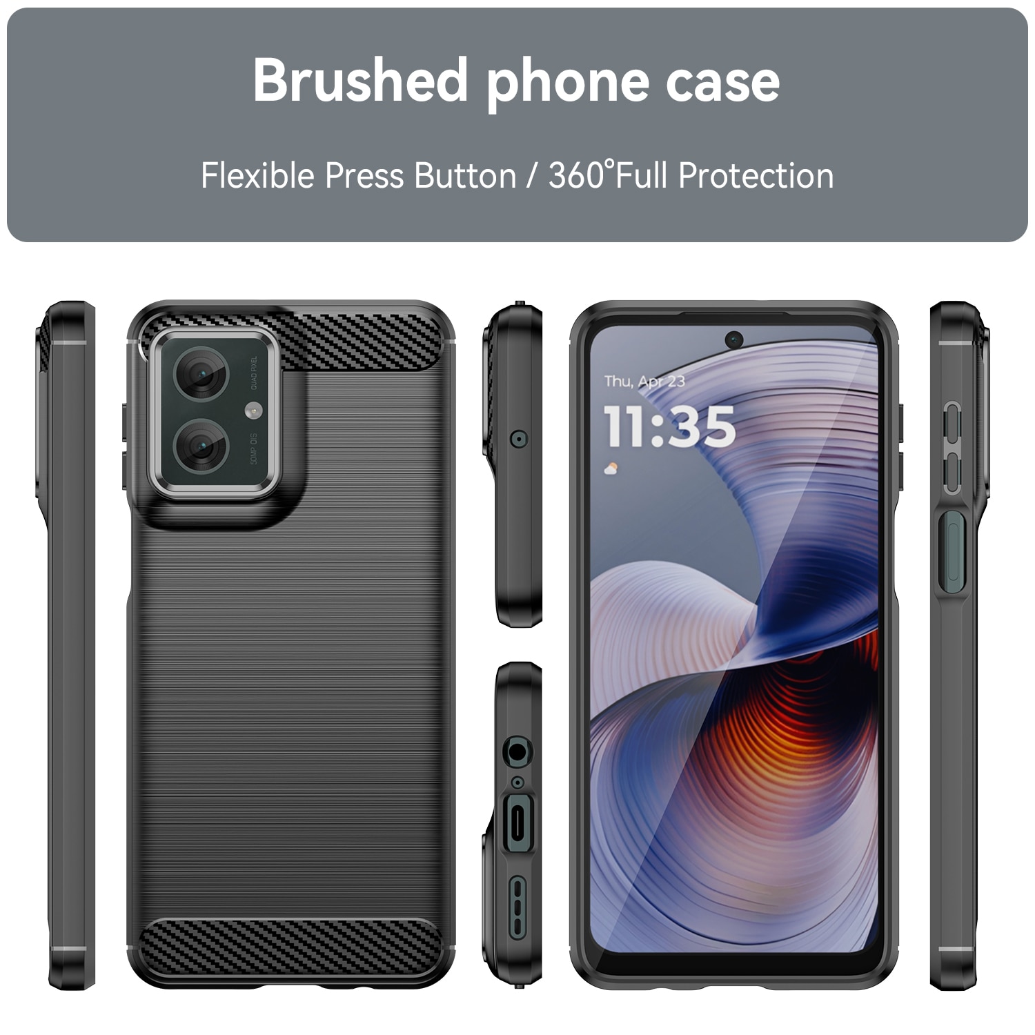 Husa telefon, pentru Motorola Moto G55 5G De inalta calitate subtire si usoara periata confortabila TPU Soft Feel, Carbon Fiber Negru
