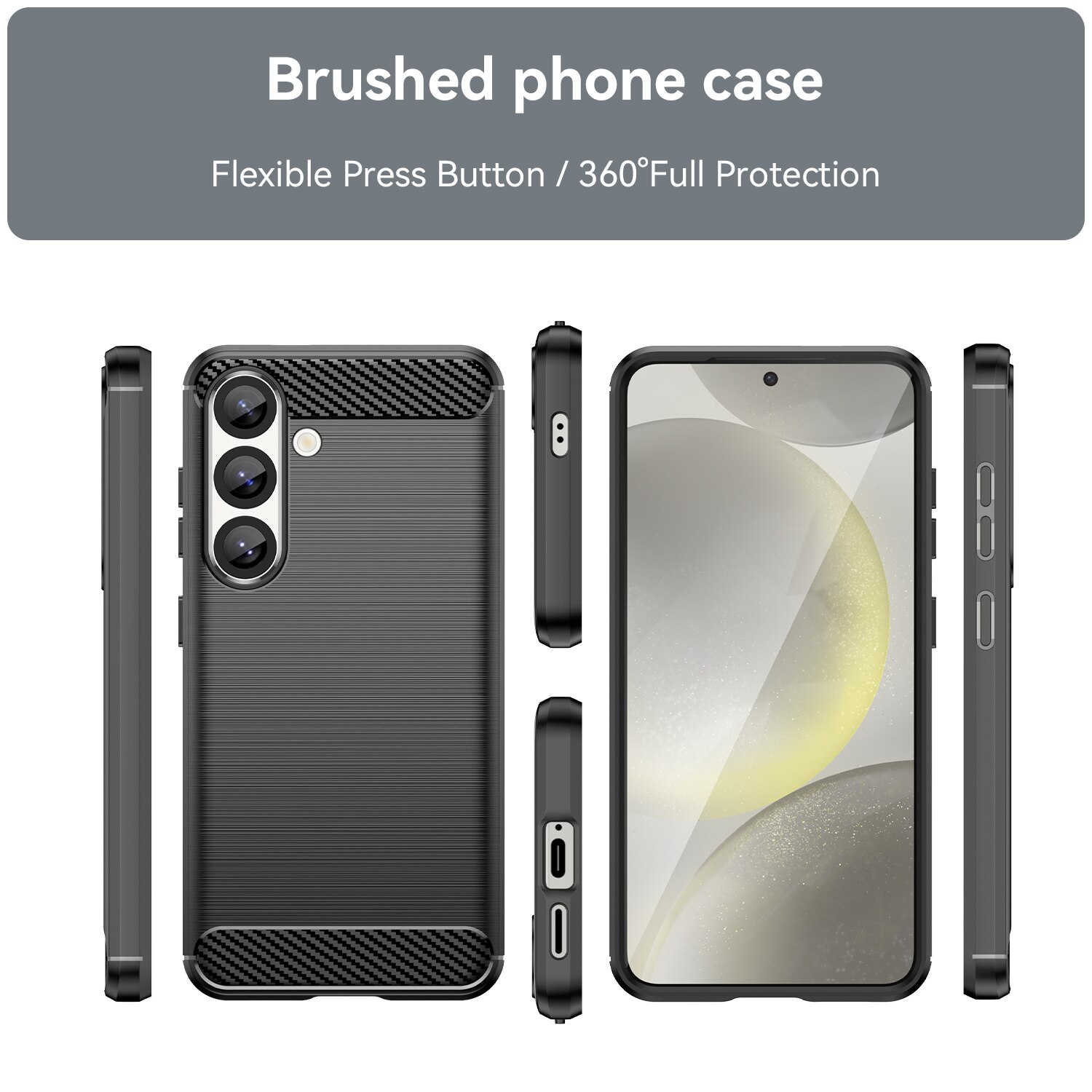 Husa telefon, pentru Samsung Galaxy S25 De inalta calitate subtire si usoara periata confortabila TPU Soft Feel, Carbon Fiber Negru