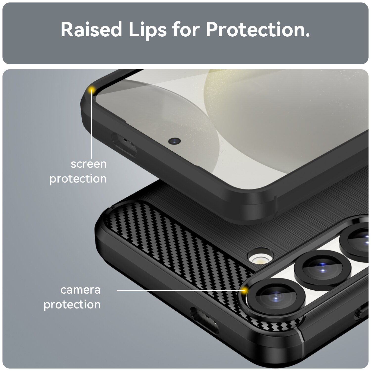 Husa telefon, pentru Samsung Galaxy S25 De inalta calitate subtire si usoara periata confortabila TPU Soft Feel, Carbon Fiber Negru
