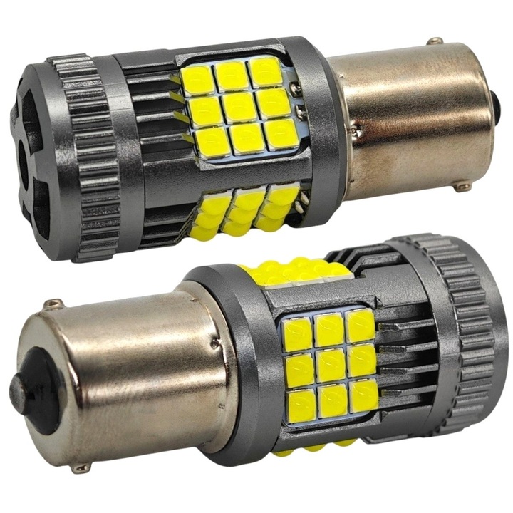 Set 2 becuri LED BA15S 12V-24V, 2600lm, alb, pentru auto