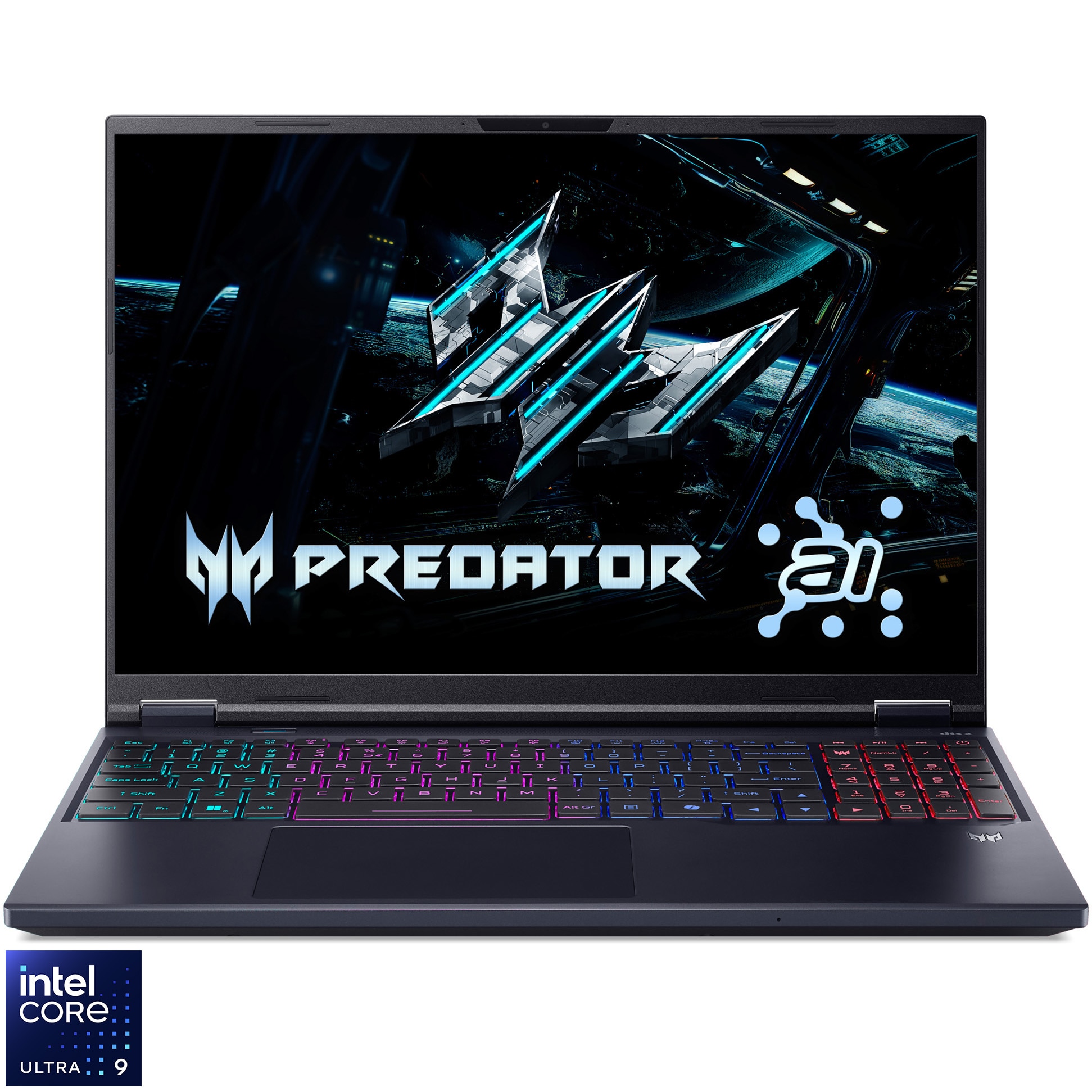 Laptop Gaming Acer Predator Helios Neo 16 AI PHN16-73-98JH cu procesor Intel® Core™ Ultra 9 275HX pana la 5.4GHz, 16'' WQXGA, IPS, 240Hz, 32GB DDR5 RAM, 1TB SSD, NVIDIA® GeForce RTX 5070 8GB GDDR7, No OS, Abyssal Black