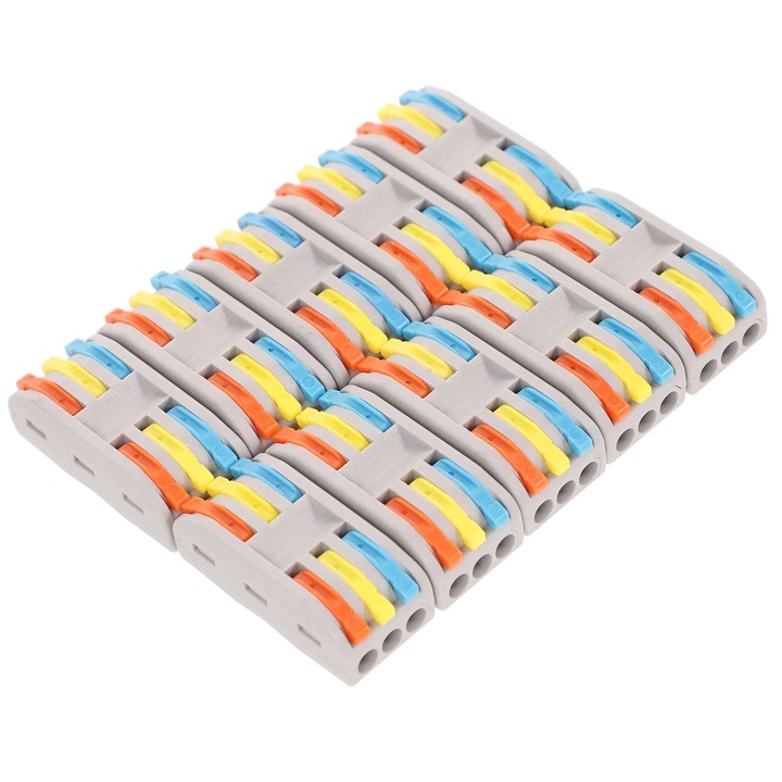 Conector electric rapid YANYXR 3 intrari 3 iesiri cupru nylon 3.9x1.8x1.4cm set 10 bucati