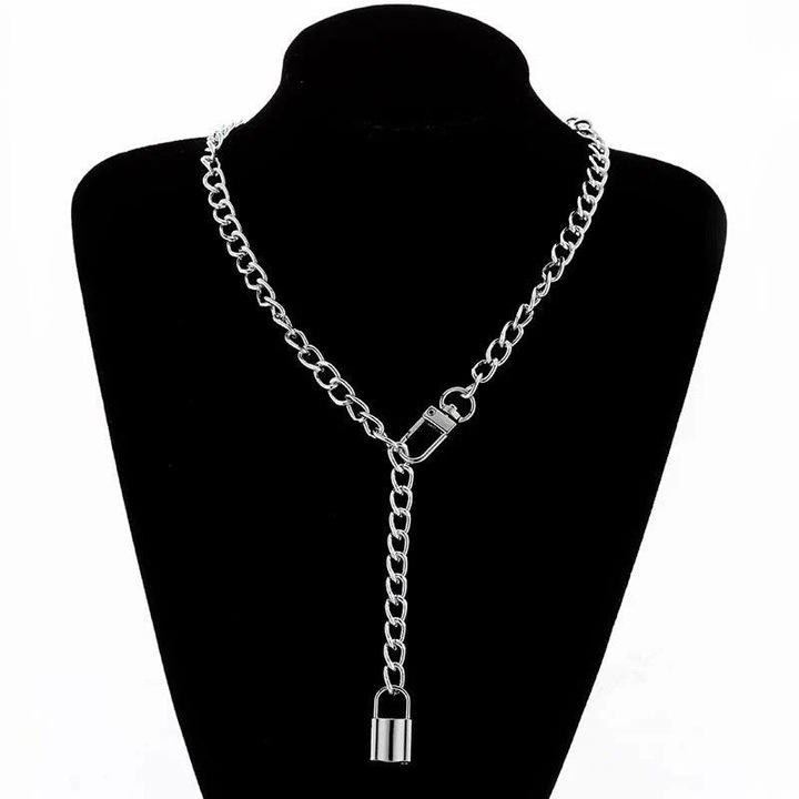 Colier argintiu, cu lacat, Debbi C15, Pursehuit