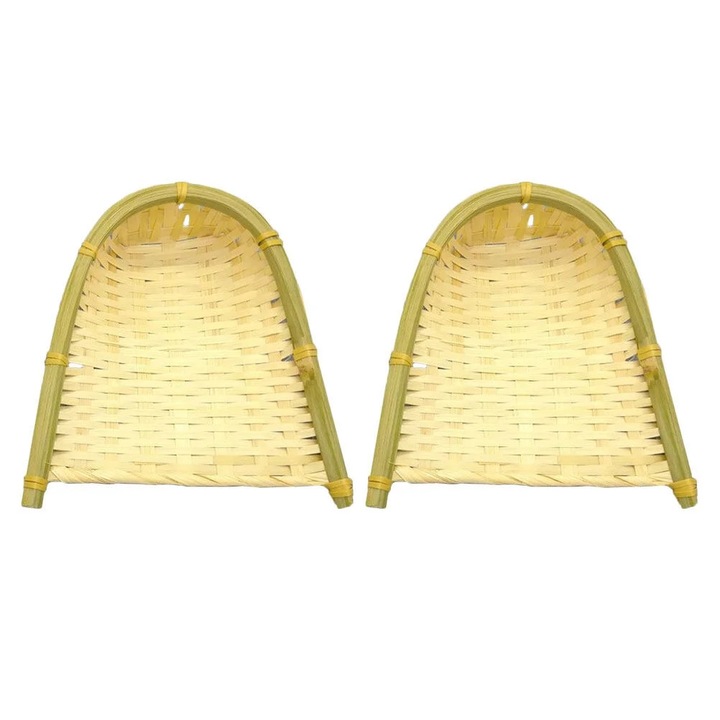 Cos depozitare YANYXR bambus 16x16x5.5cm kaki set 2 bucati