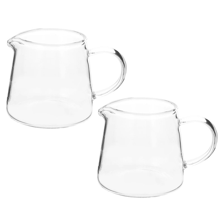 Set 2 cani sticla pentru lapte si cafea, transparent, 9x6.5x6cm, 120ml