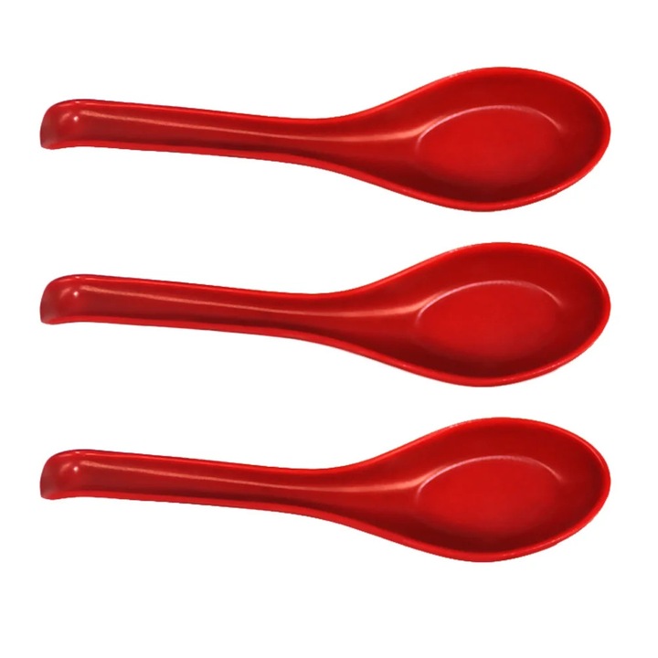 Set 3 linguri reutilizabile, plastic, negru si rosu, 16x4x3cm