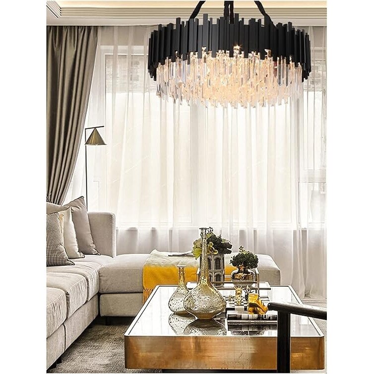 Candelabru JIJU® de cristal Negru pe lant 7xE14/40W/230V - eMAG.ro