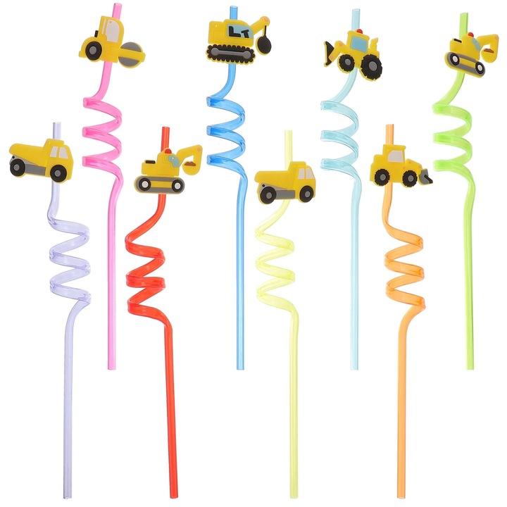 Set 8 paie reutilizabile ZYBLSSBB, tematica constructii, multicolor, 26x5x3cm