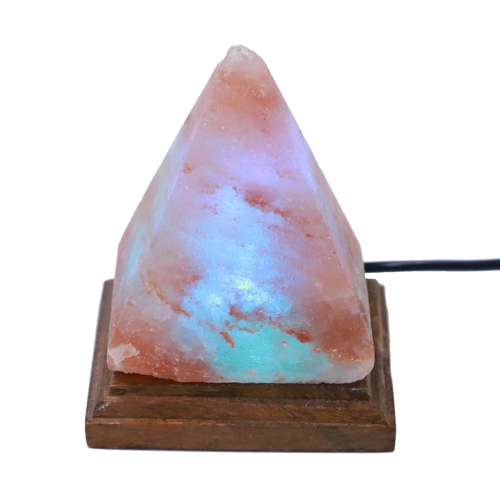Veioza LED ZYBLSSBB piramida cristal sare colorat 9.5x7.5x7.5cm USB