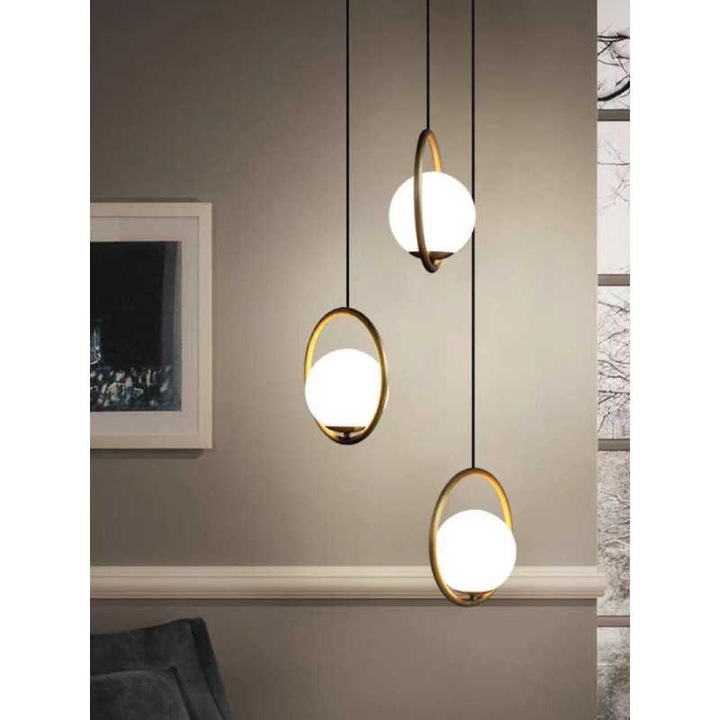 Lustra SUEVA® Pe Cablu Cu 3 Glob Alb Mat E27 x3