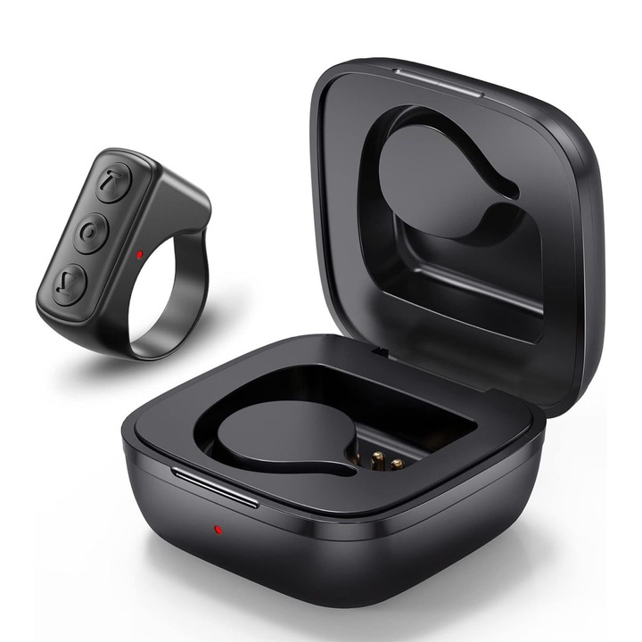 Multifunkcionális Bluetooth távcsengő a TikTok számára, érintés nélküli görgetés és vezérlés, vezeték nélküli oldalgörgető, kompatibilis iPhone, iPad, Android készülékekkel, ergonómikus és hordozható kialakítás, fekete