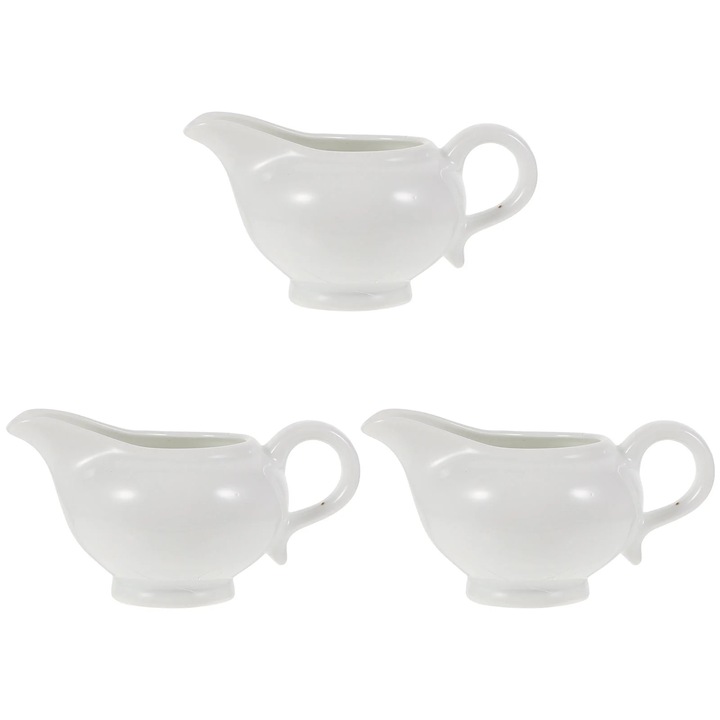 Set 3 cani ceramica alba pentru lapte si cafea 250ml