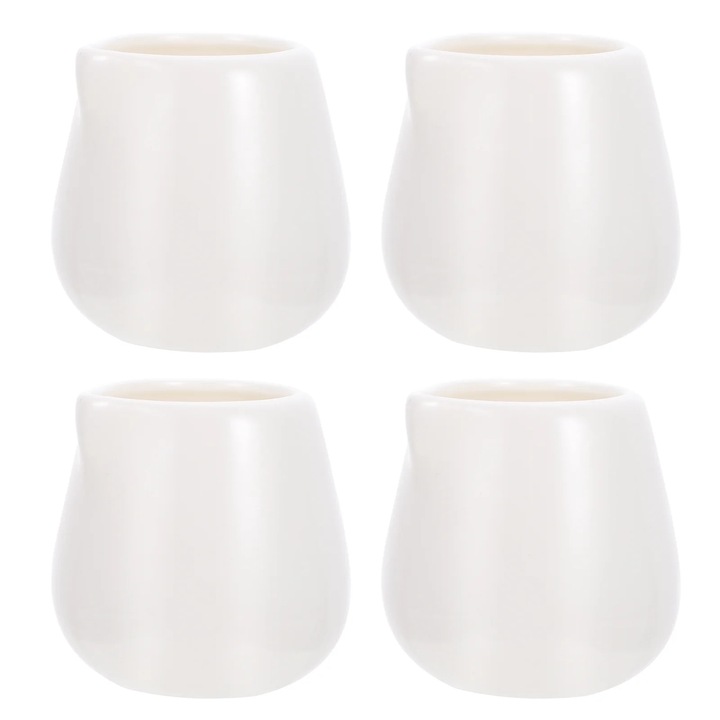 Cani de servire ZYBLSSBB LSM2xh2233-BCS0025741, ceramica, fara toarta, cu cioc, alb, set 4 buc., 5 x 4,5 x 5,5 cm