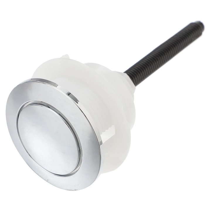 Бутон за тоалетно казанче, комплект от 2 броя, пластмаса, сребрист, 11x4.6x4.6 см