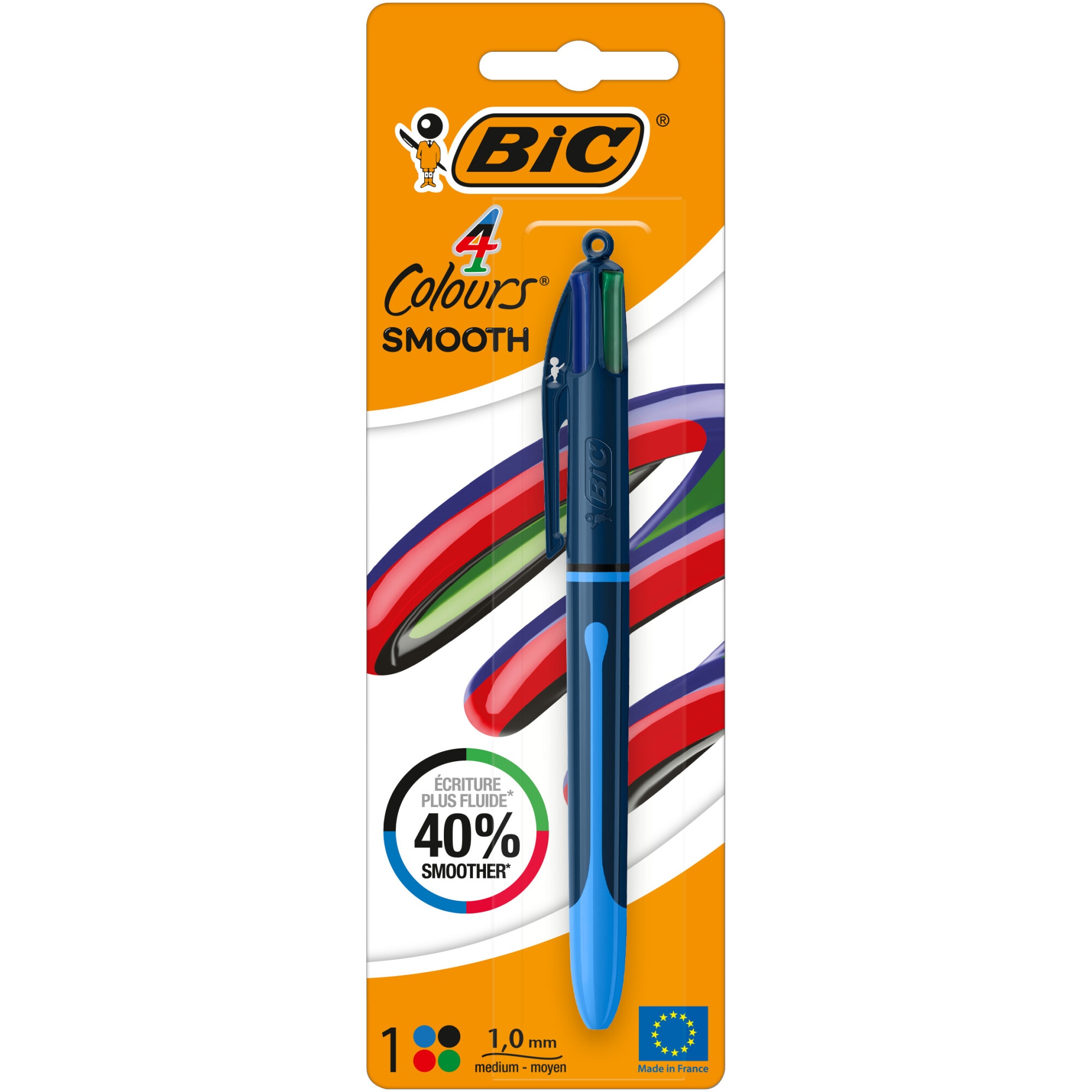 Pix 4 Colours Smooth Drop, 1.0 mm, retractabil, blister 1 bucata